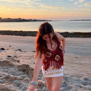 embroidered white skirt